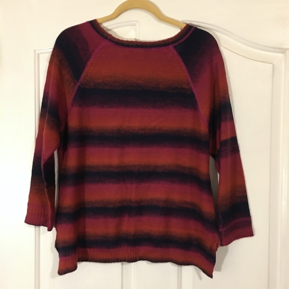 Westbound Petites size large brick and navy muted stripe sweater, lightw… - Picture 4 of 7